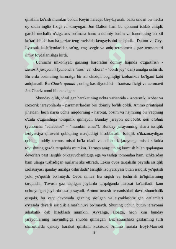 TERMODINAMIKA TARIXI VA BILIMLAR 8