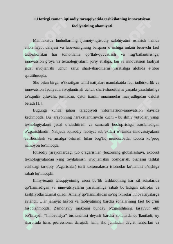 KORXONALAR FAOLIYATIDA INNOVATSIYALARNING MOHIYATI, AHAMIYATI TURLARI 2