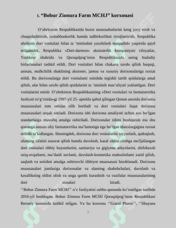 Hisobot amaliyot (Iqtisod) 2