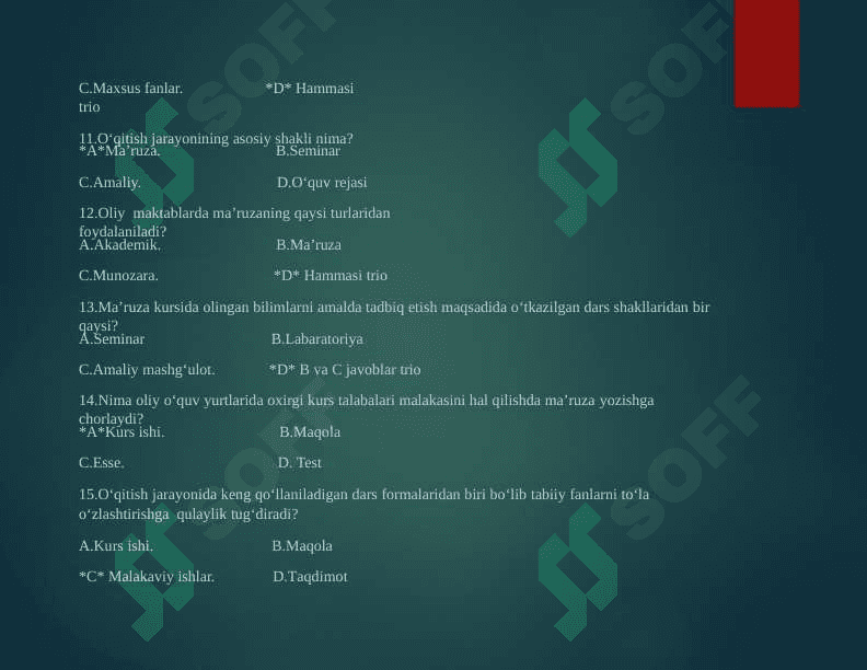 Mutaxassislikka kirish test 3