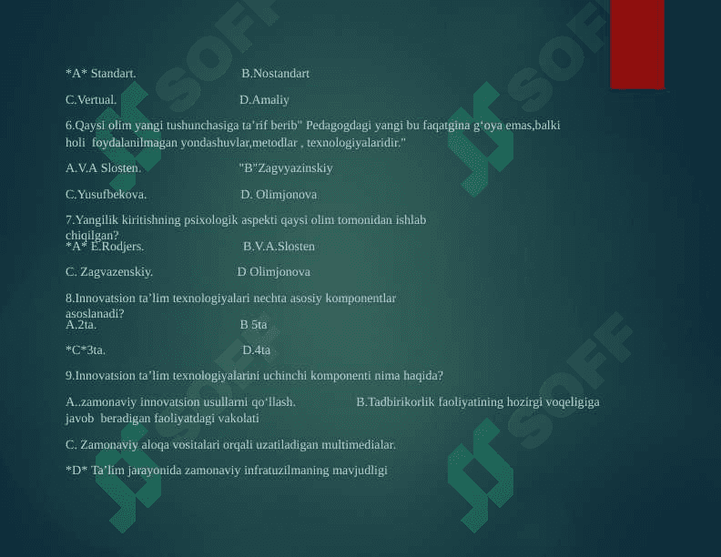 Mutaxassislikka kirish test 6