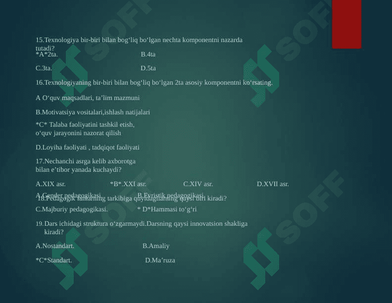 Mutaxassislikka kirish test 8