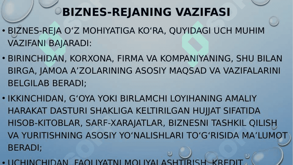 BIZNES-REJA ISHLAB CHIQISH 3