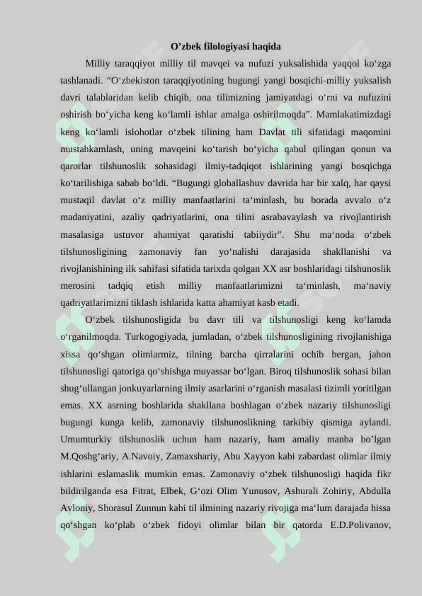 Turkologiyaning oʻzbek filologiyasi tarmogʻi 2