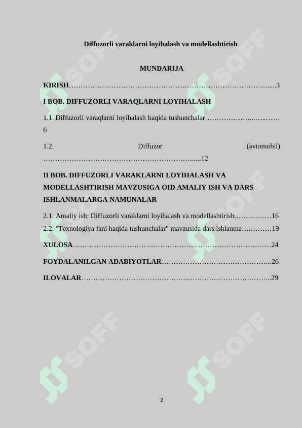 Diffuzorli varaklarni loyihalash va modellashtirish 2