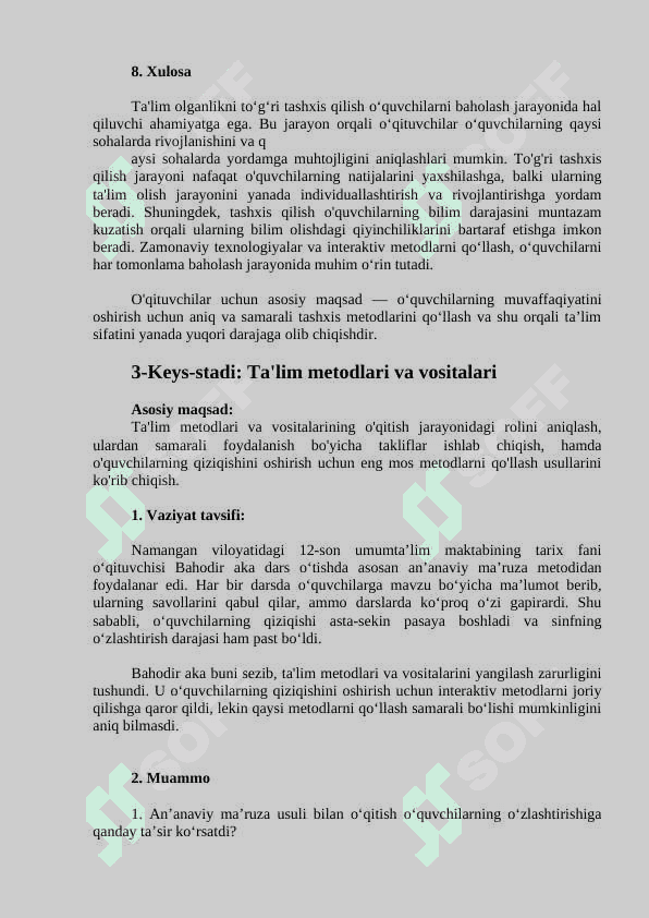Tarbiya jarayonining mohiyati va mazmuni 8