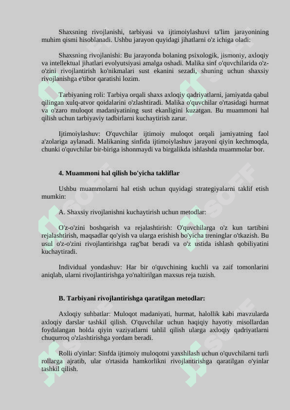 Shaxsning rivojlanishi, tarbiyasi va ijtimoiylashuvi 2
