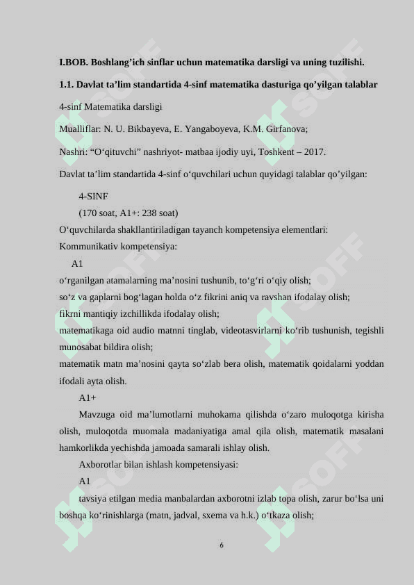 Boshlang’ich sinflar uchun matematika darsliklarini o'rgatish metodikasi 6