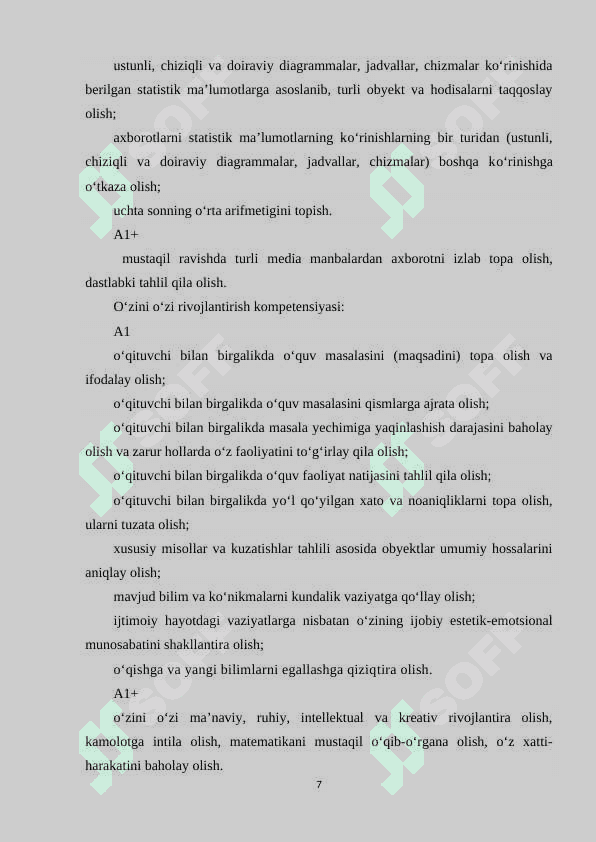 Boshlang’ich sinflar uchun matematika darsliklarini o'rgatish metodikasi 7