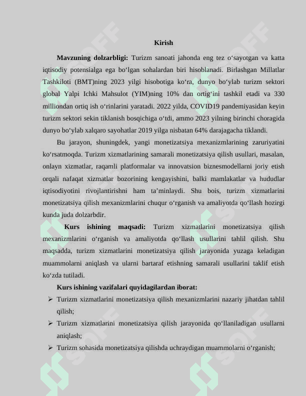Turizm xizmatlarini monetizatsiya qilish mexanizmlari va amaliyotda qo’llash usullari 3
