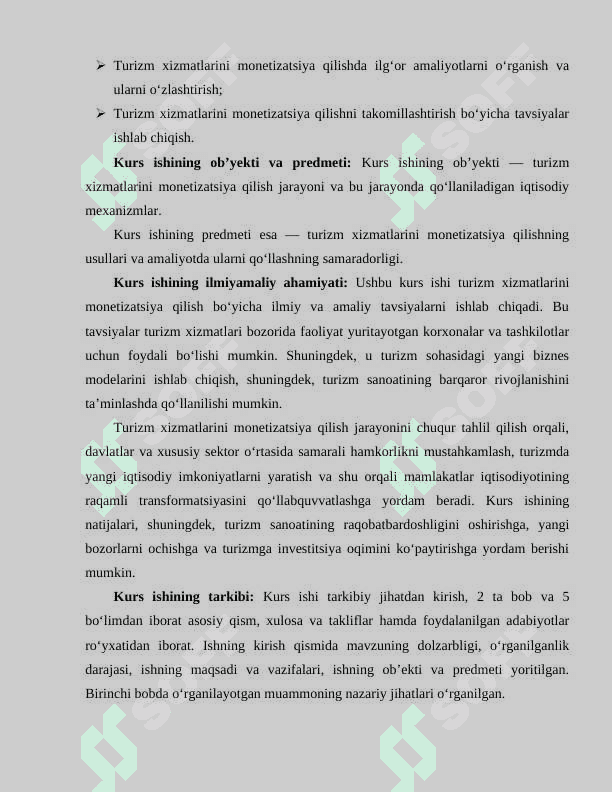 Turizm xizmatlarini monetizatsiya qilish mexanizmlari va amaliyotda qo’llash usullari 4