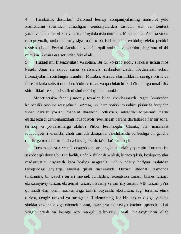 Turizm xizmatlarini monetizatsiya qilish mexanizmlari va amaliyotda qo’llash usullari 8