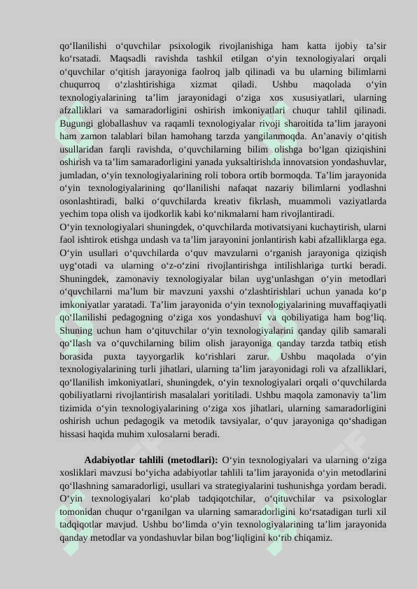 O'yin texnologiyalari va ularning o'ziga xosliklari 3