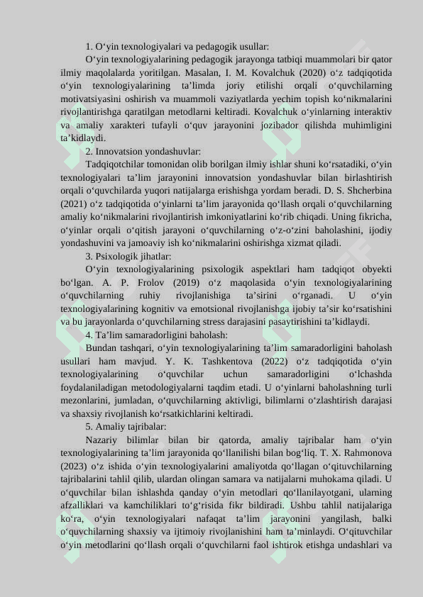 O'yin texnologiyalari va ularning o'ziga xosliklari 4