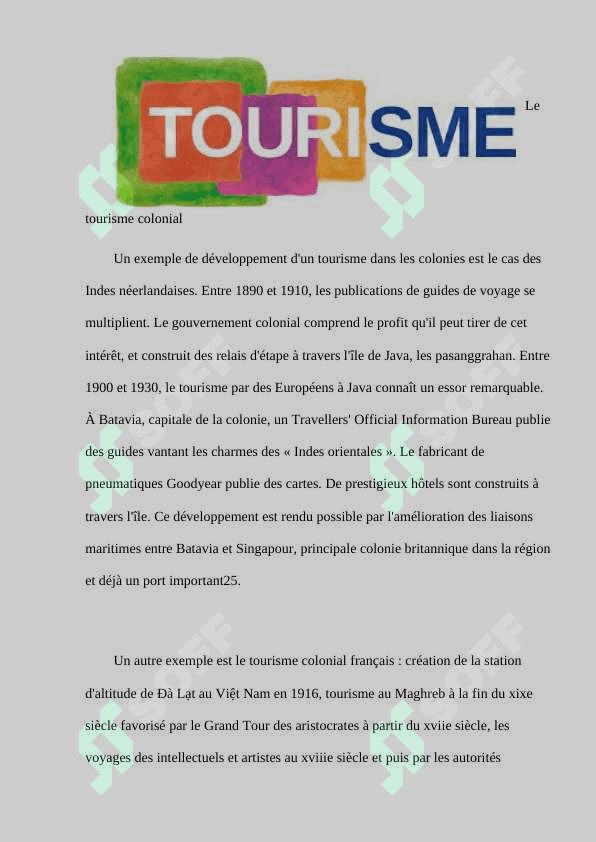 Le Tourisme et le monde 2