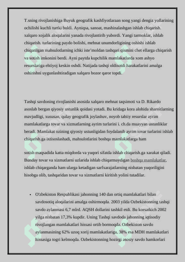 O'zbekiston Respublikasining tashqi savdo siyosati. 5