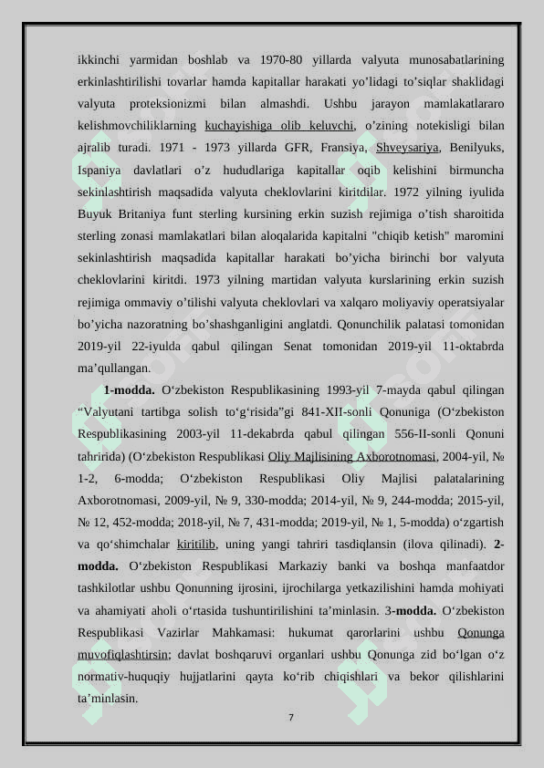 O'zbekiston Respublikasi valyuta siyosati. 7