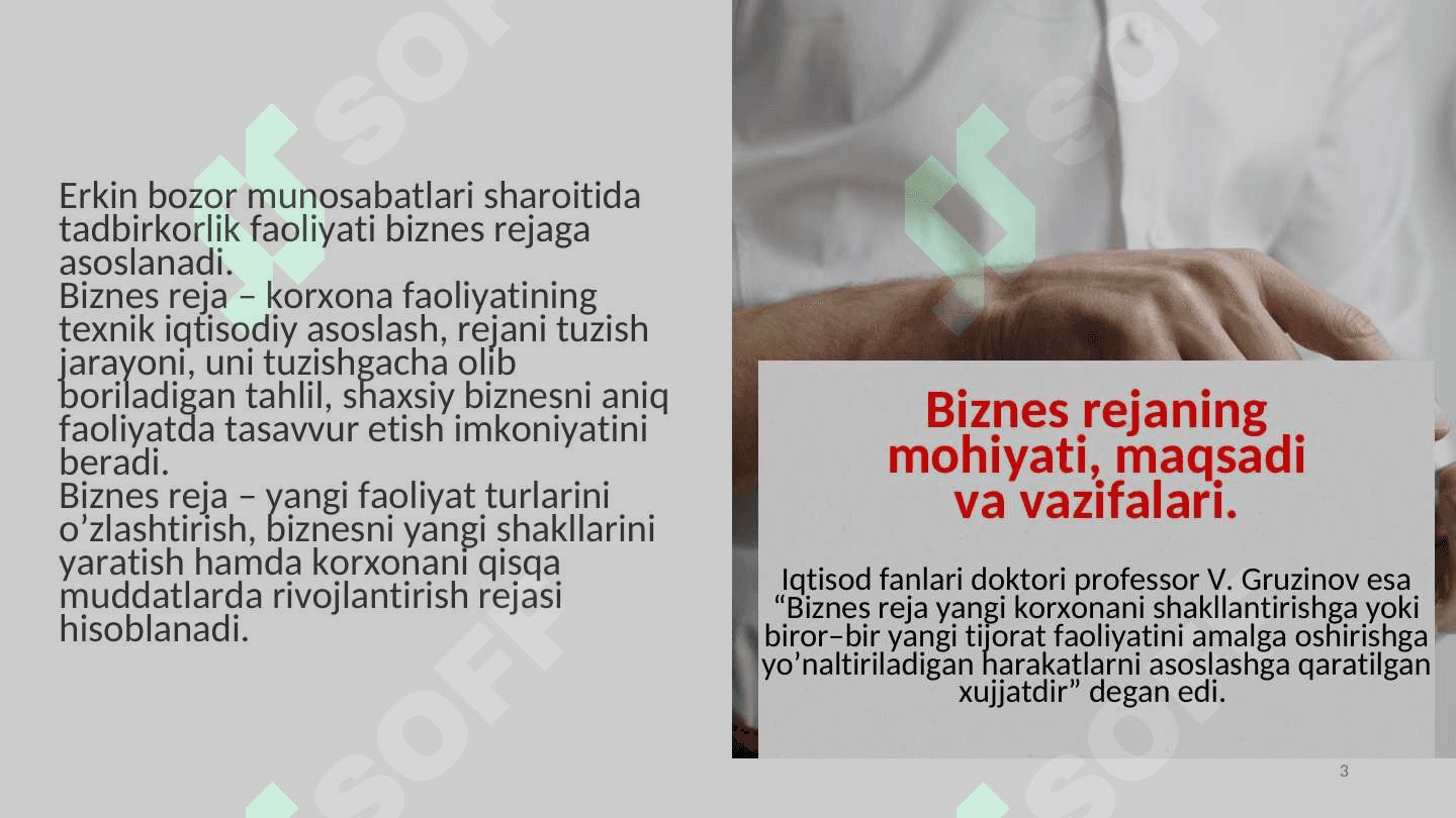 Biznesni loyihalash. Korxona biznes rejasi 3