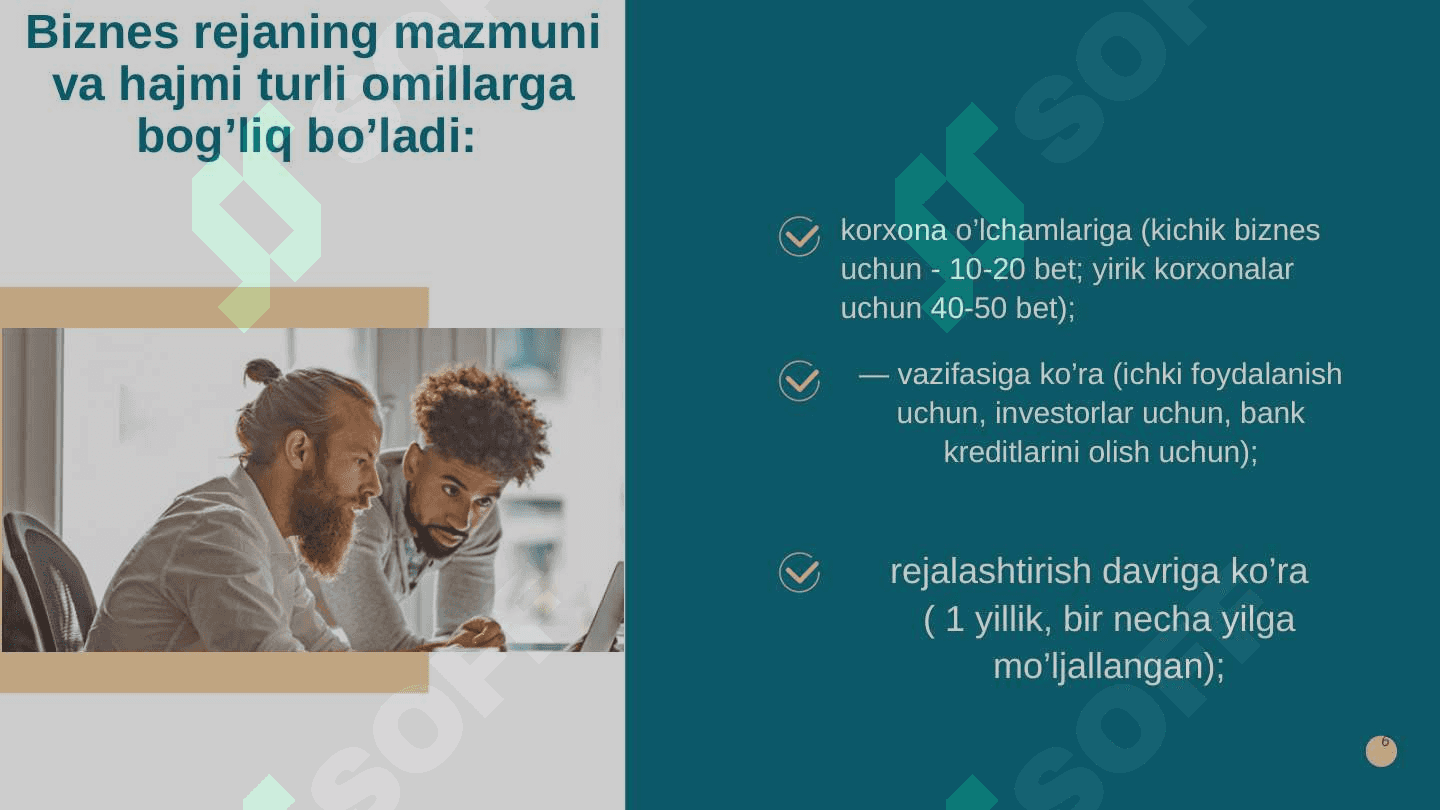 Biznesni loyihalash. Korxona biznes rejasi 5