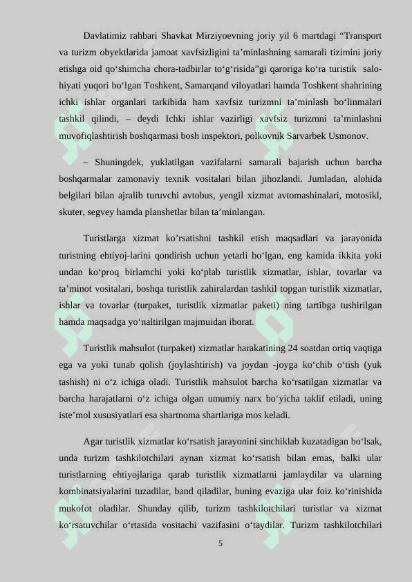 Turizm sohasida xalqaro xavfsizlikni ahamiyati 5