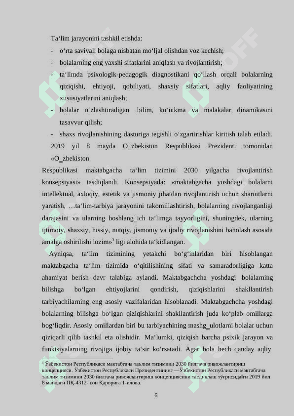 KATTA MAKTABGACHA YOSHDAGI BOLALARNING BILISHGA BOLGAN QIZIQISHLARINI RIVOJLANTIRISH TEXNOLOGIYASI 6