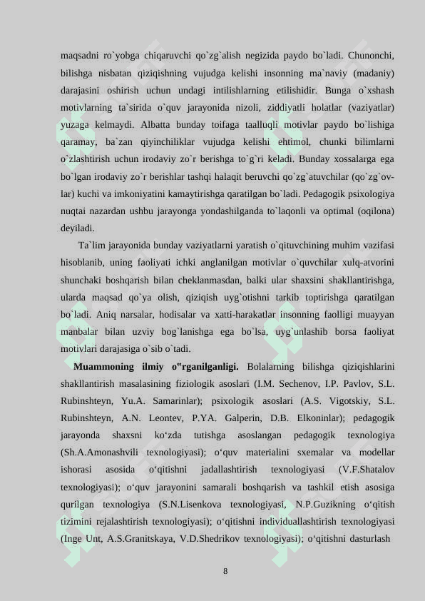 KATTA MAKTABGACHA YOSHDAGI BOLALARNING BILISHGA BOLGAN QIZIQISHLARINI RIVOJLANTIRISH TEXNOLOGIYASI 8