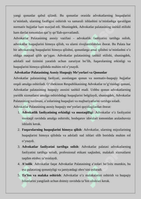 O’zbekiston Respublikasi advakatlar palatasi 5