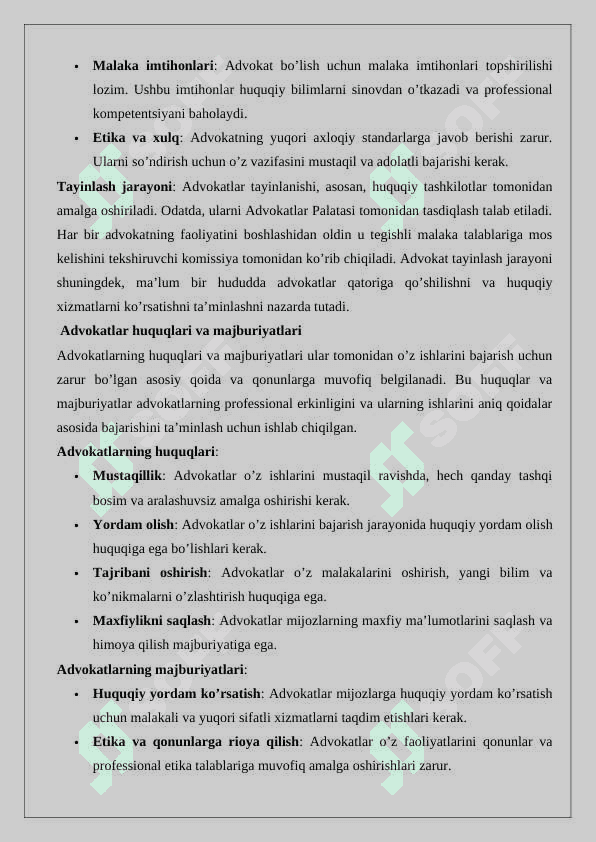 O’zbekiston Respublikasi advakatlar palatasi 8