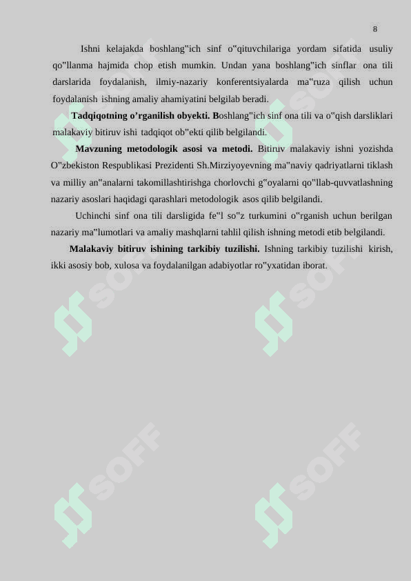3-SINFDA HARAKAT VA HOLAT FE’LLARINI NOAN’ANAVIY USULLAR BILAN O’RGATISH 8