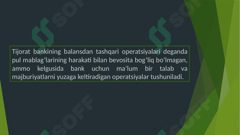 Banklarning balansdan tashqari operatsiyalari 2
