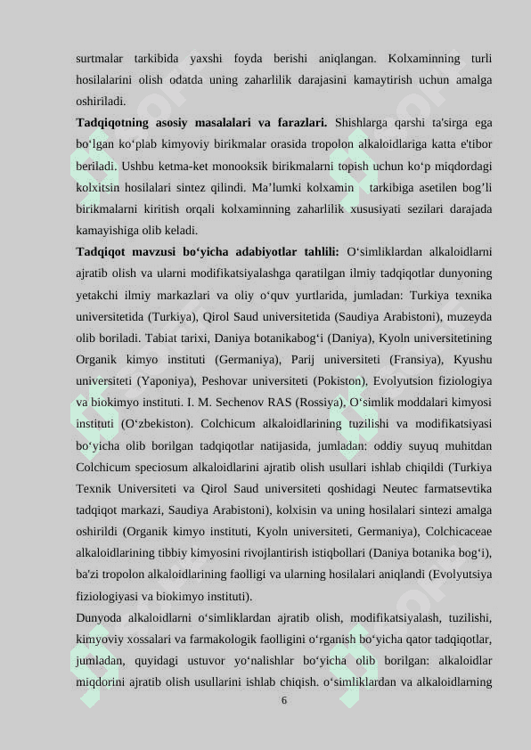 Kolxaminning asetielenli karbinollar bilan hosilalari sintezi va modifikatsiyasi 6