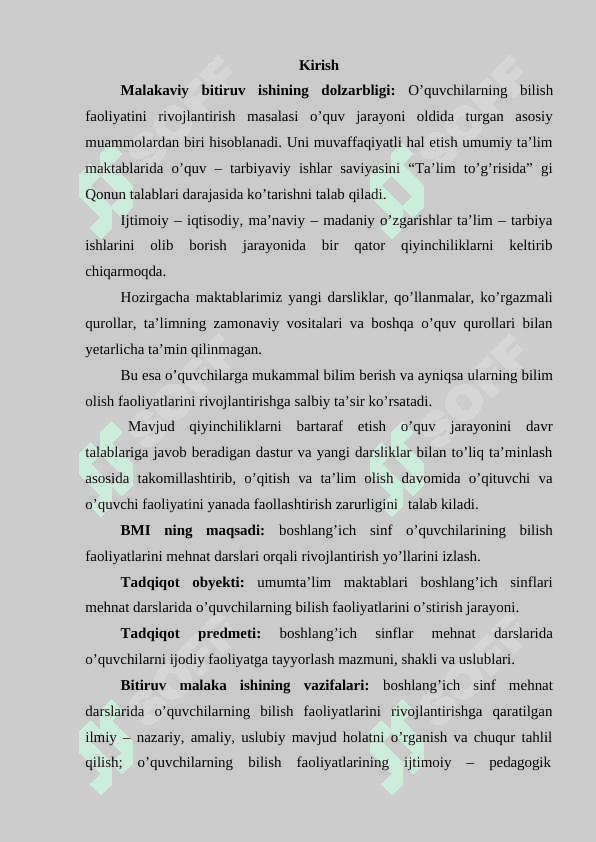 Boshlang’ich sinf mehnat darslarida o’quvchilarning bilish faoliyatini shakllantirish metodikasi 3