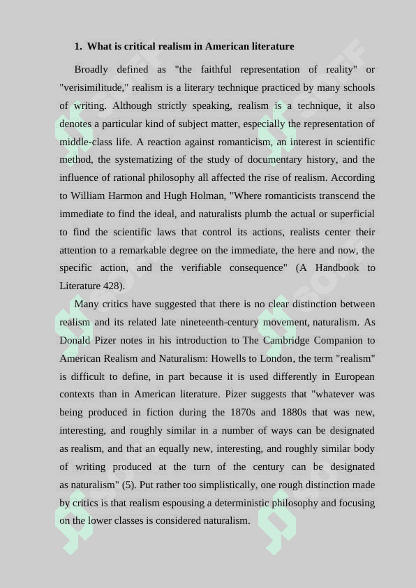 Critical realism in American literature 4