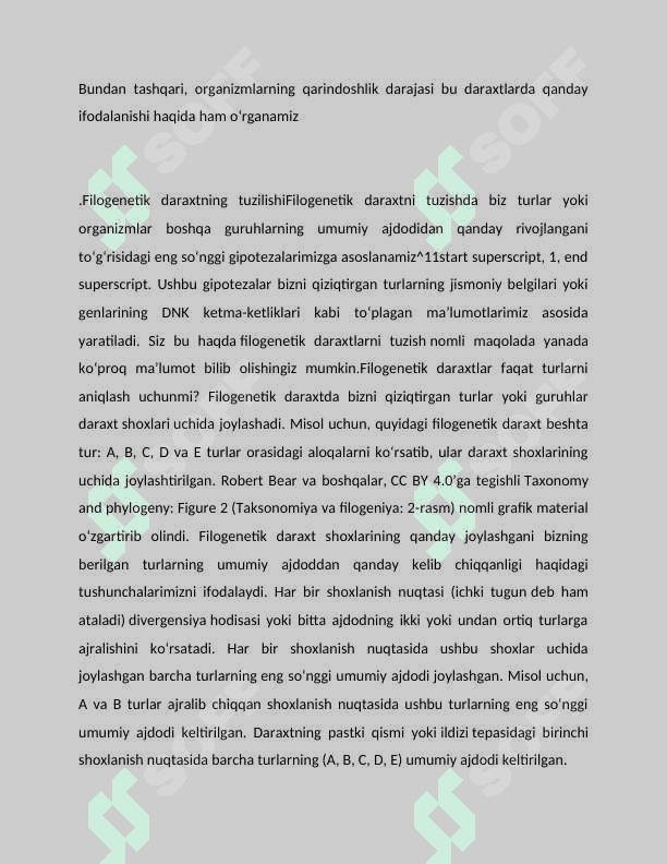 Filogenetik daraxtni yaratish dasturi.UPGMA usuli yordamida filogenetik daraxtni tuzish.” 4