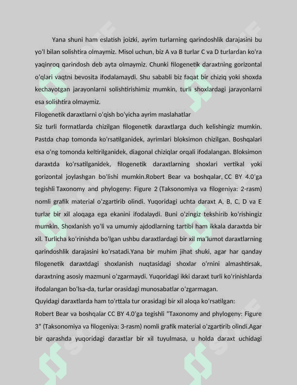 Filogenetik daraxtni yaratish dasturi.UPGMA usuli yordamida filogenetik daraxtni tuzish.” 6