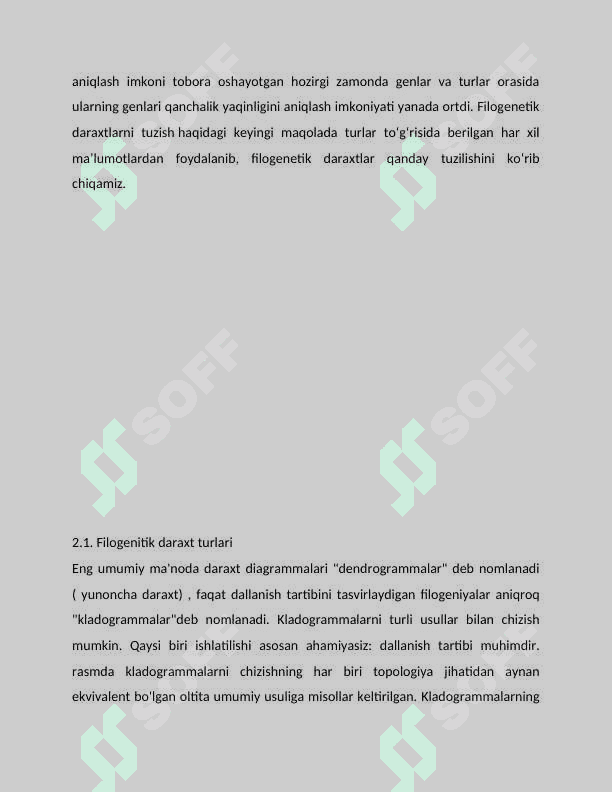 Filogenetik daraxtni yaratish dasturi.UPGMA usuli yordamida filogenetik daraxtni tuzish.” 8