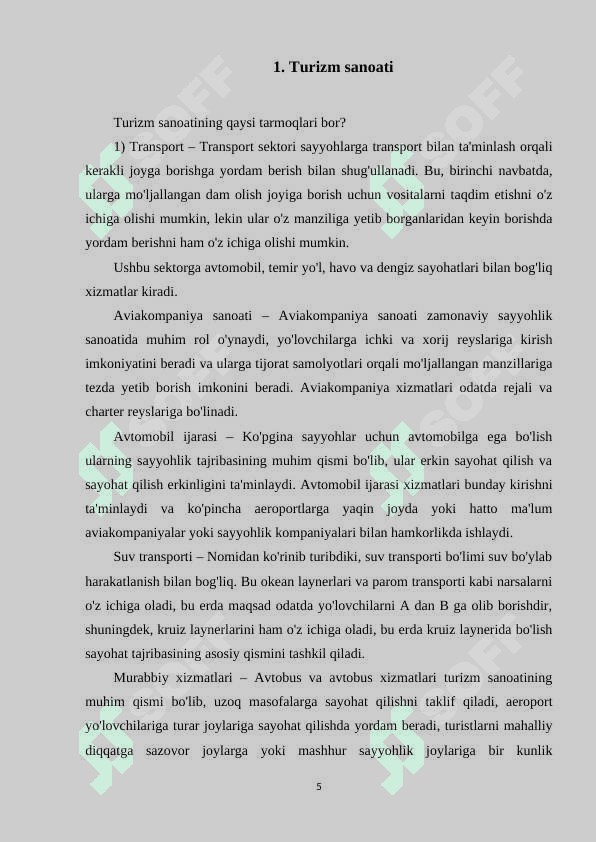 Turizmda tadbirkorlik faoliyatining asosiy xususiyatlari 5