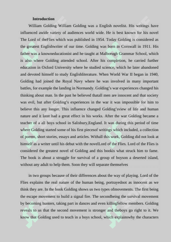 William Golding his life and work  philosophical outlook. 2