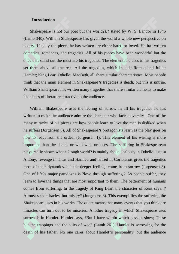 William Shakespeares tradegies 2