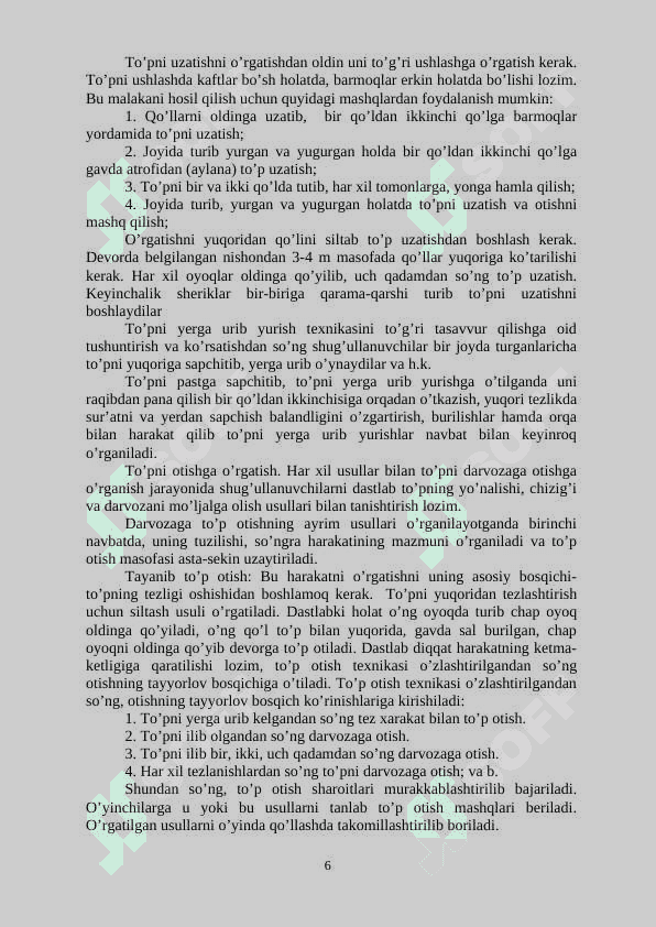 Qo`l to`pi o`yinini texnikasini o`rgatishga yondashuvchi mashqlarni tanlash metodikasi 6