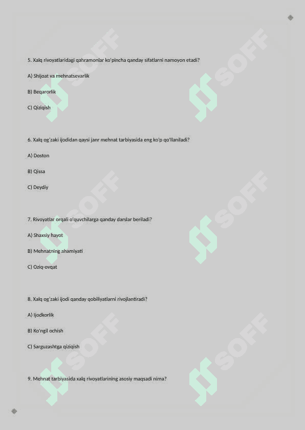 Texnologiya test 2