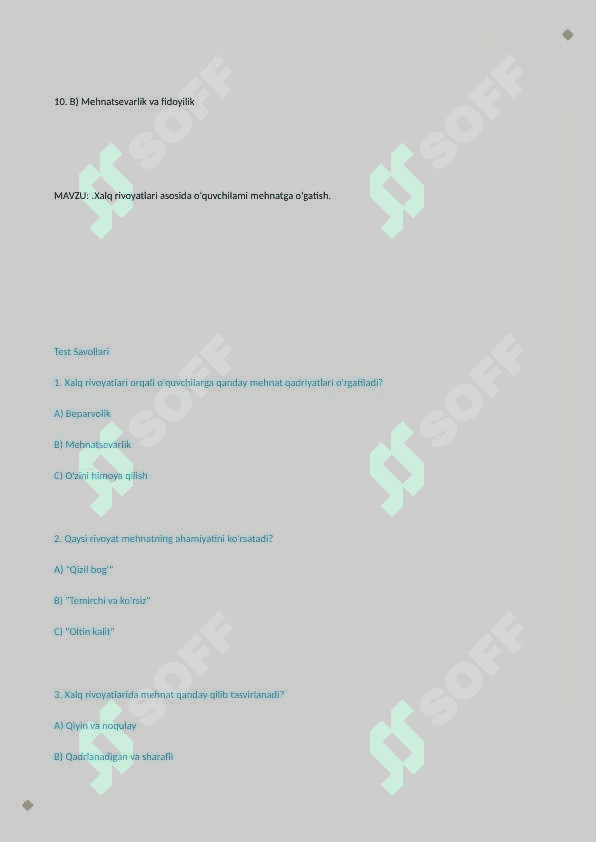 Texnologiya test 4