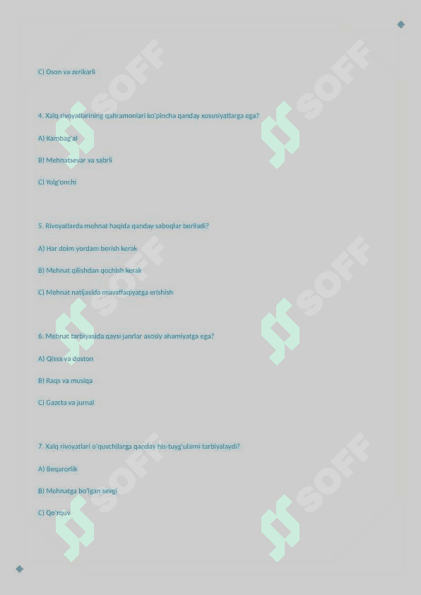 Texnologiya test 5