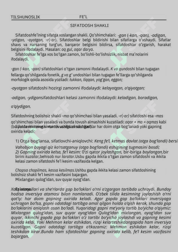 Fe'l soʻz turkumi boʻyicha qoʻllanma 2