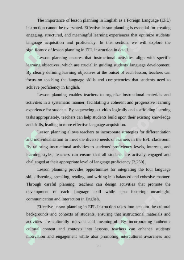 Lesson planning and teacher-led reflection 6