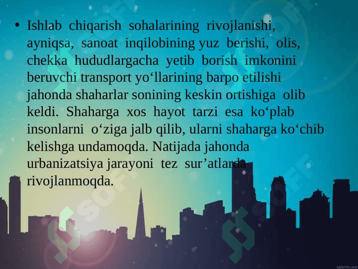 Jahon  mamlakatlarining  urbanizatsiyasi 4