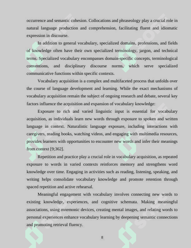 The development of the second year student's vocabulary through context clues strategy 8