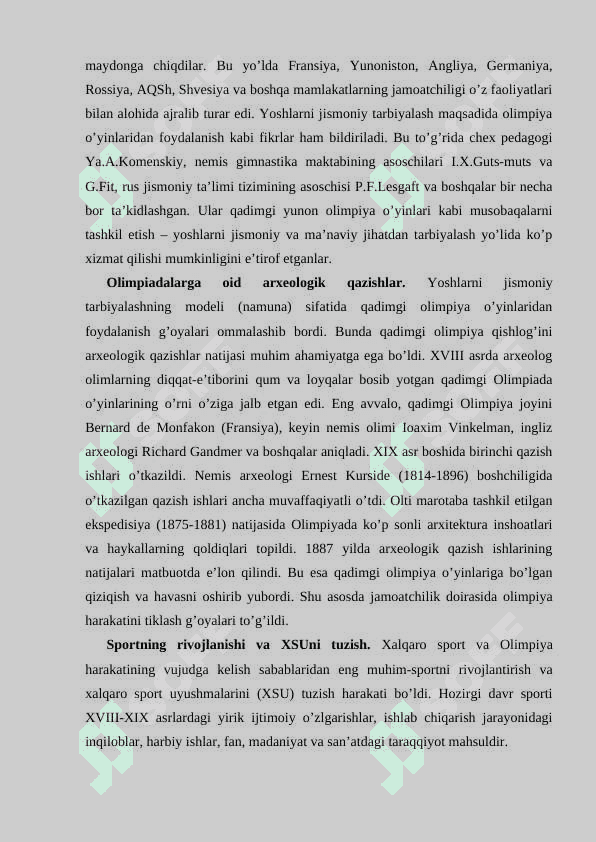 Xalqaro sport va Olimpiya harakatining vujudga kelishining asosiy omillari 3