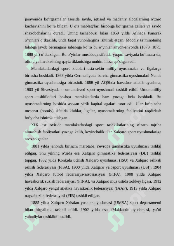 Xalqaro sport va Olimpiya harakatining vujudga kelishining asosiy omillari 6