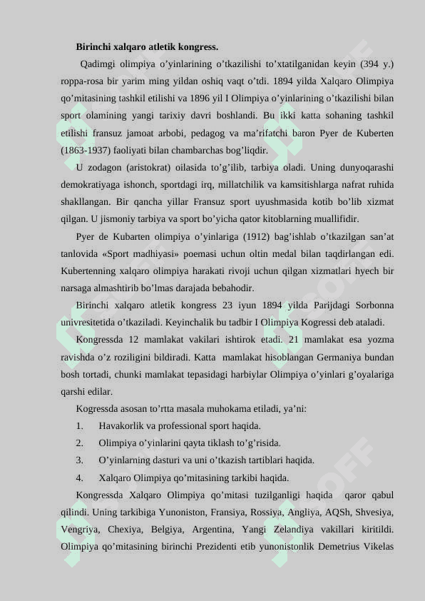 Xalqaro sport va Olimpiya harakatining vujudga kelishining asosiy omillari 8